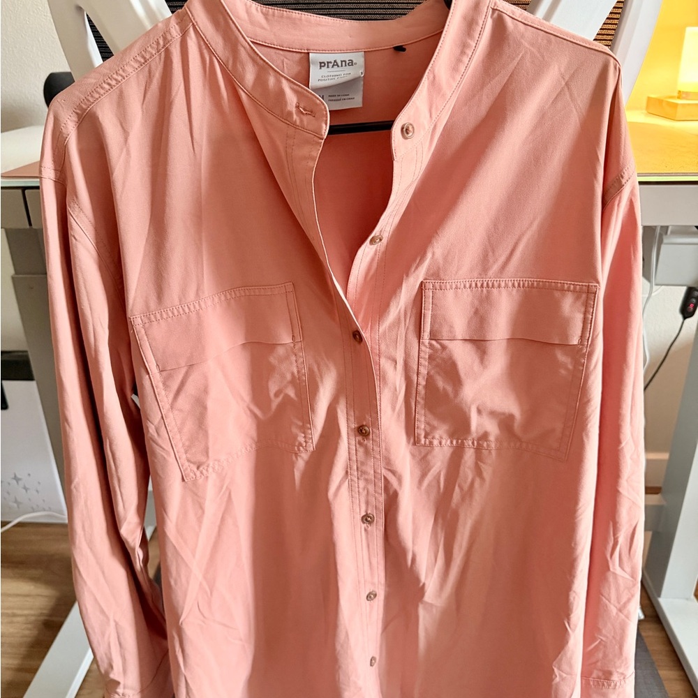Prana Women’s Casual Button Down in Soft Pink